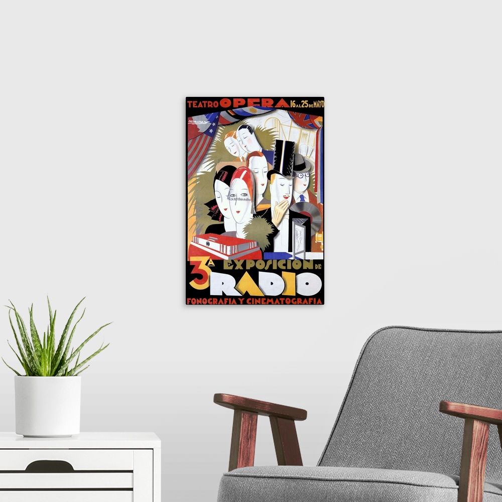 A modern room featuring Radio, Vintage Poster, by Achille Luciano Mauzan