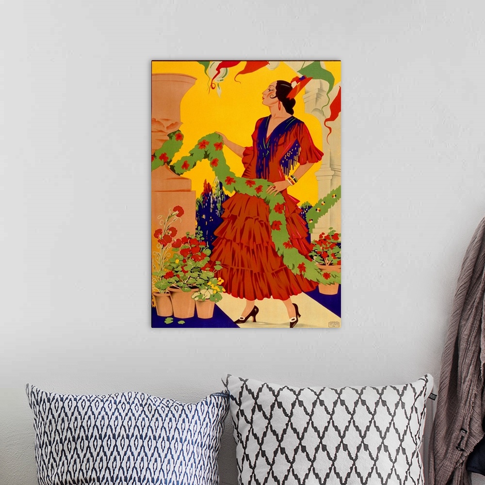 A bohemian room featuring Vintage Poster, Flamenco Dancer