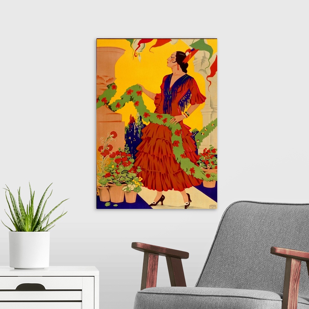 A modern room featuring Vintage Poster, Flamenco Dancer