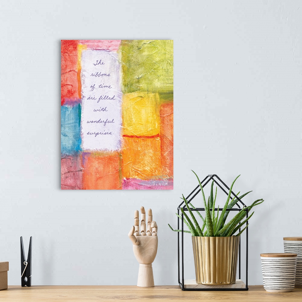 A bohemian room featuring Ribbons of Time Inspirational Print