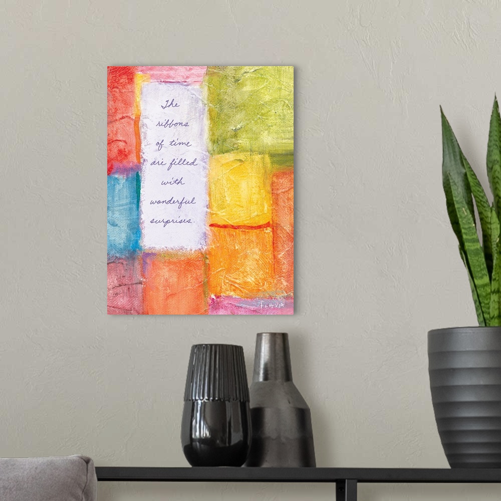 A modern room featuring Ribbons of Time Inspirational Print
