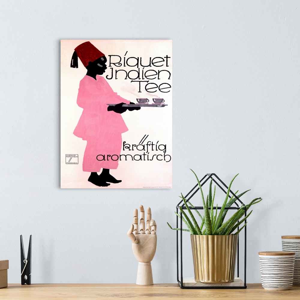 A bohemian room featuring Riquet Indien Tee Vintage Advertising Poster