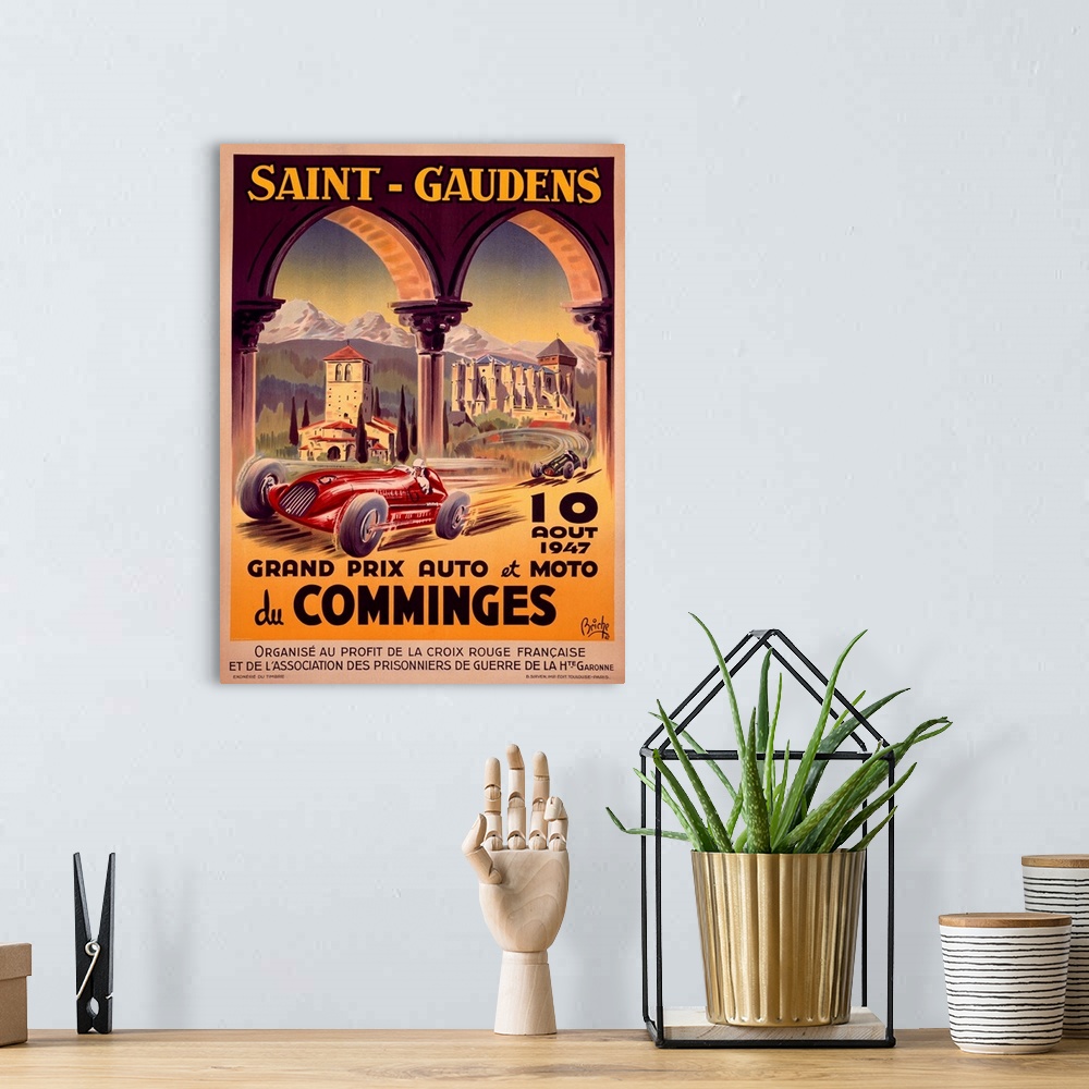 A bohemian room featuring Saint Gaudens Grand Prix du Comminges, Vintage Poster