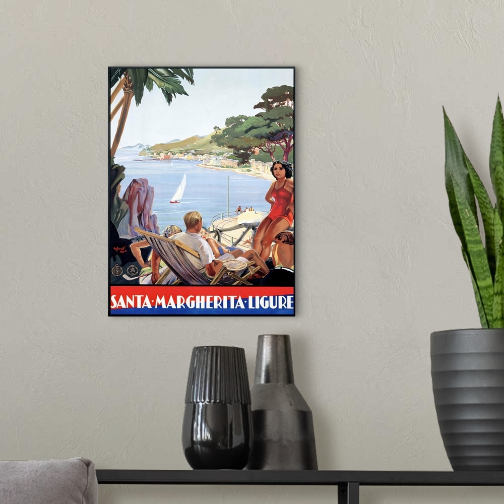 A modern room featuring Santa Margherita Portofino Ligure, Vintage Poster