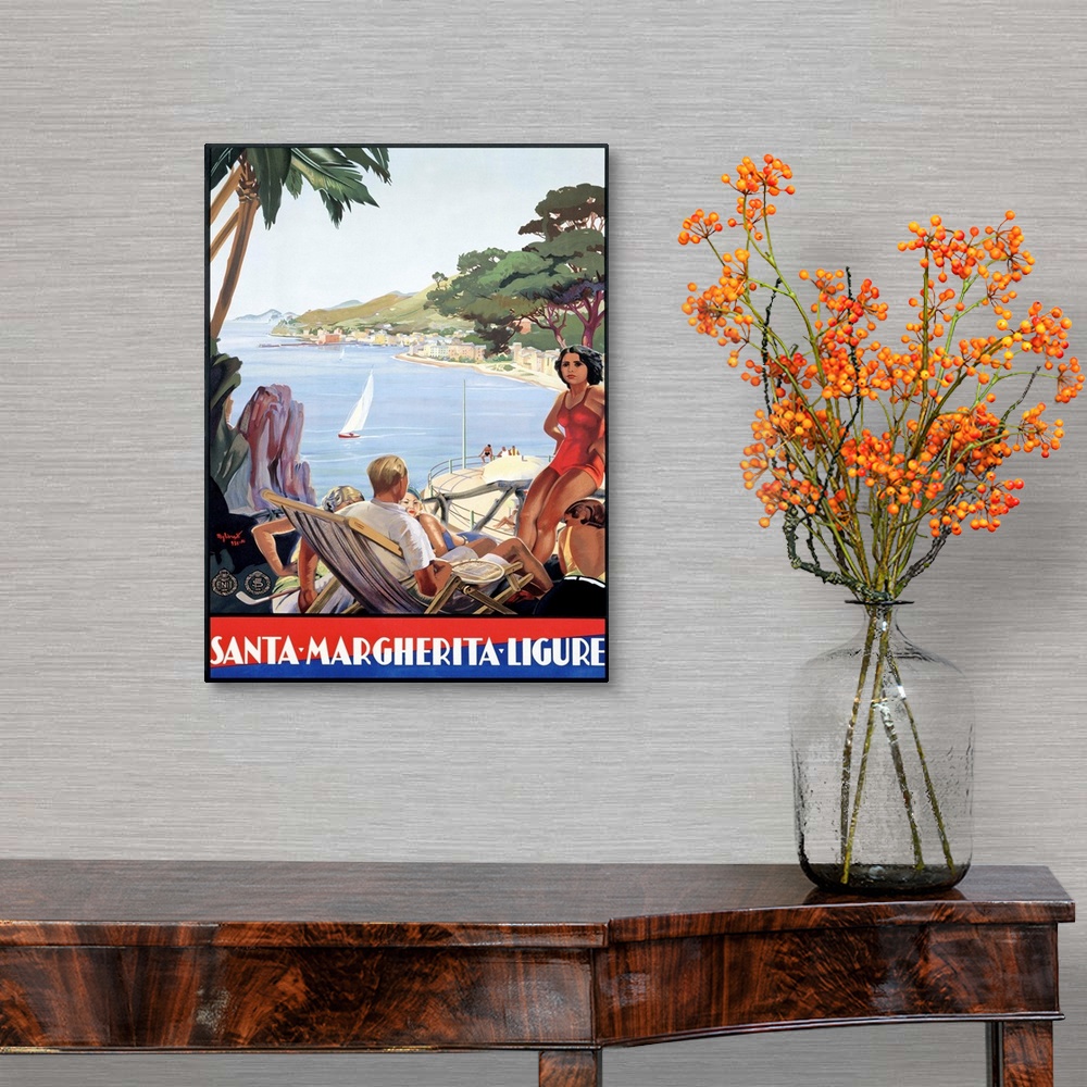 A traditional room featuring Santa Margherita Portofino Ligure, Vintage Poster