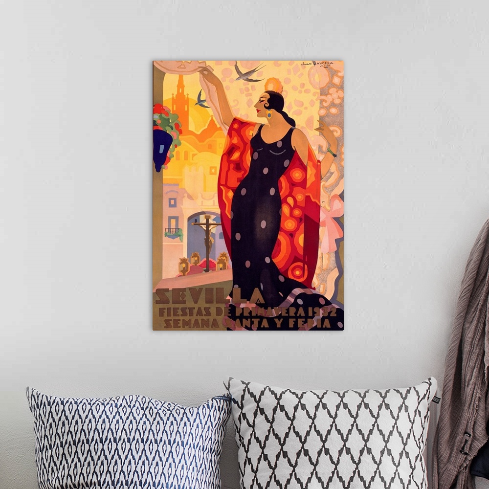 A bohemian room featuring Spanish Dance Poster, Sevilla