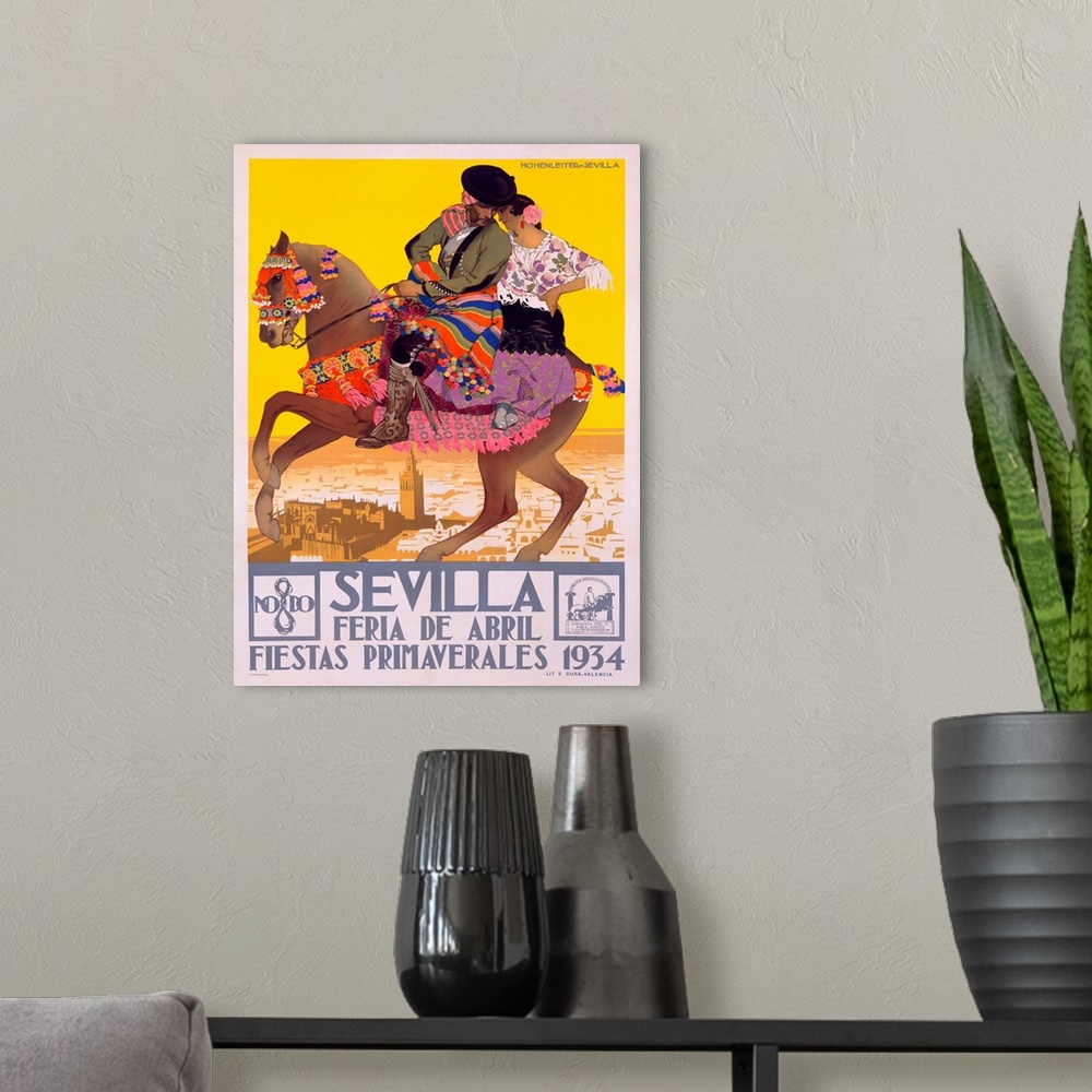 A modern room featuring Sevilla, Vintage Poster, by Hohenleiter
