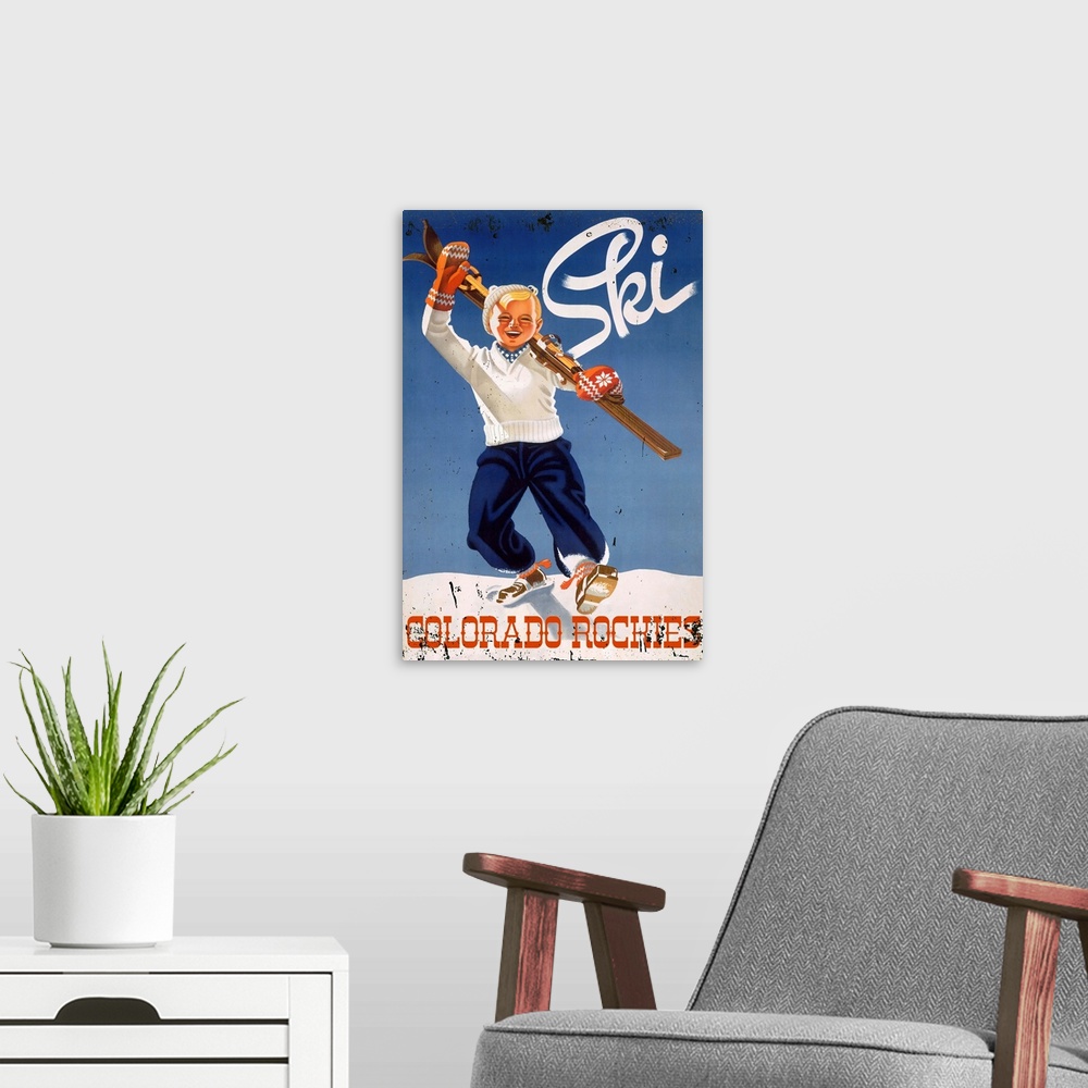 A modern room featuring Ski Colorado Rockies Vintage Advertising Poster