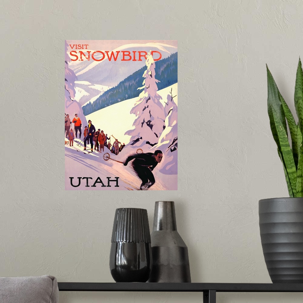 A modern room featuring Snowbird Utah Vintage Advertising Poster