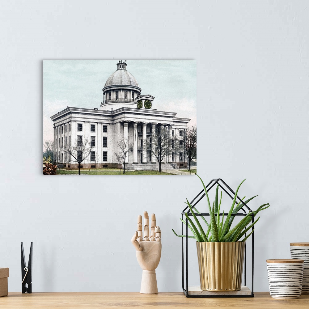 A bohemian room featuring State Capitol Montgomery Alabama Vintage Photograph