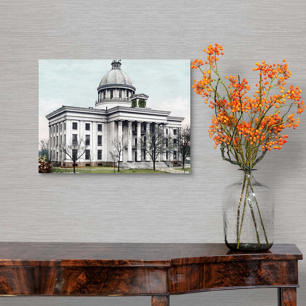 A traditional room featuring State Capitol Montgomery Alabama Vintage Photograph