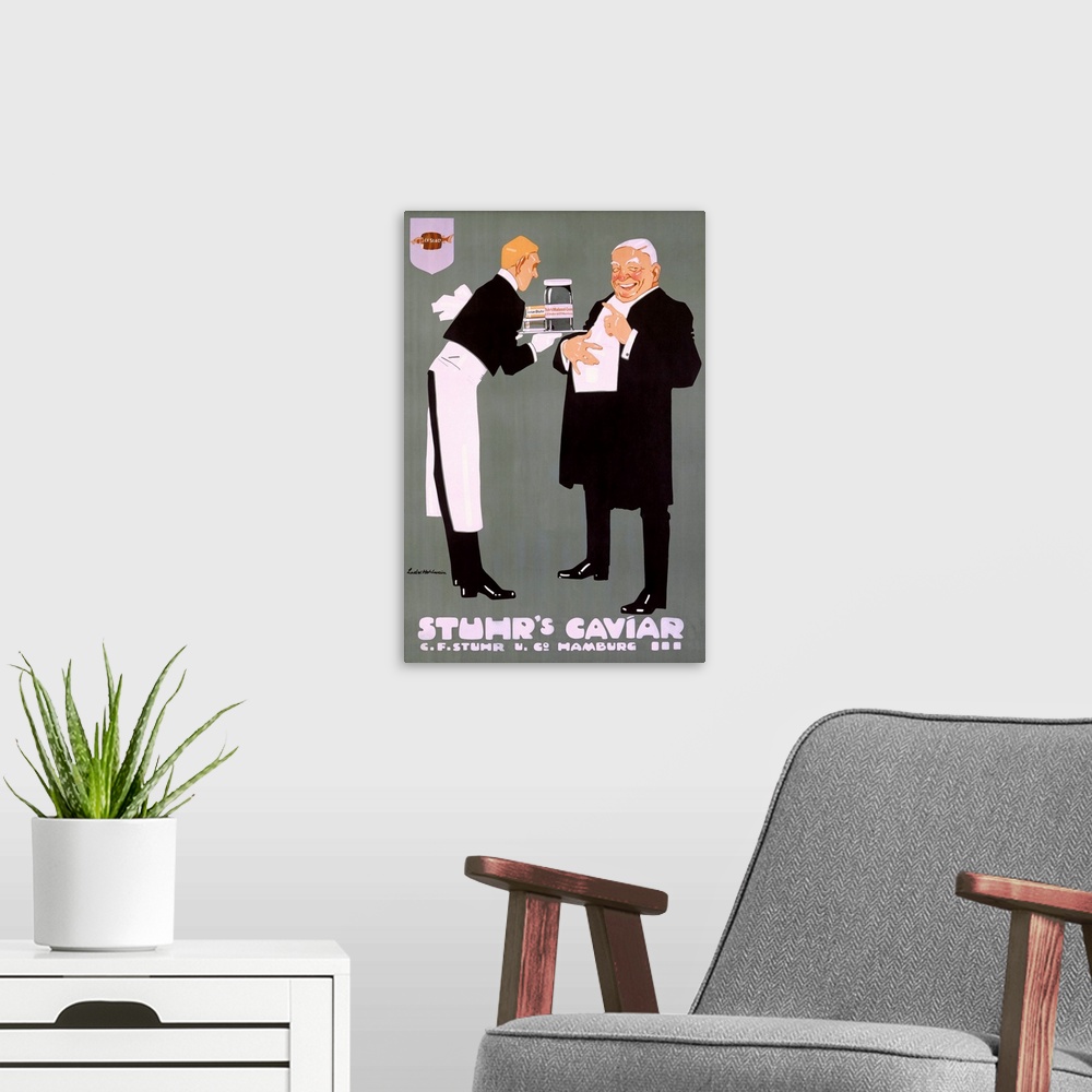 A modern room featuring Stuhrs Caviar, Vintage Poster, by Ludwig Hohlwein