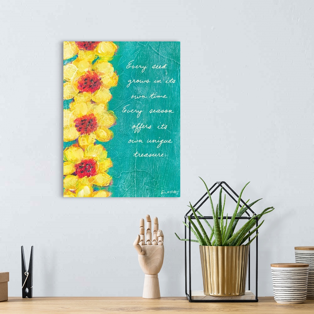 A bohemian room featuring Sunflower Inspirational Print