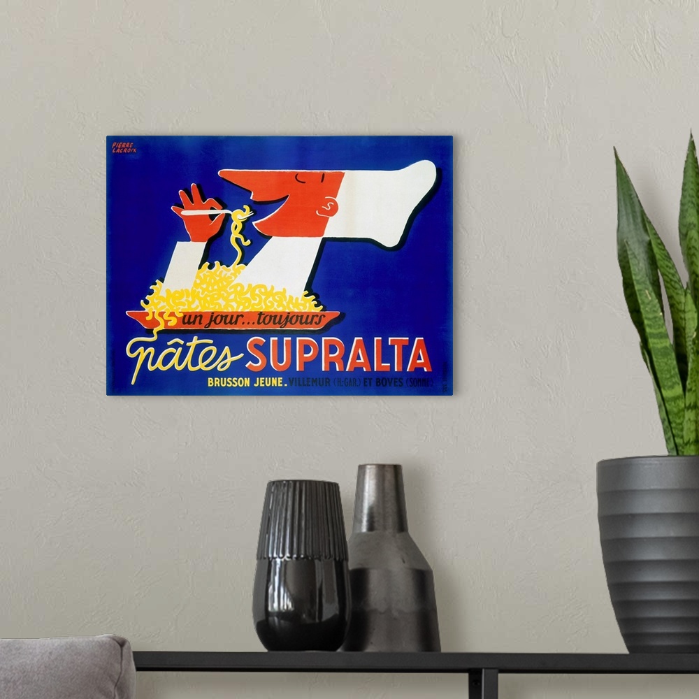 A modern room featuring Supralta Spaghetti Pasta Chef Vintage Advertising Poster