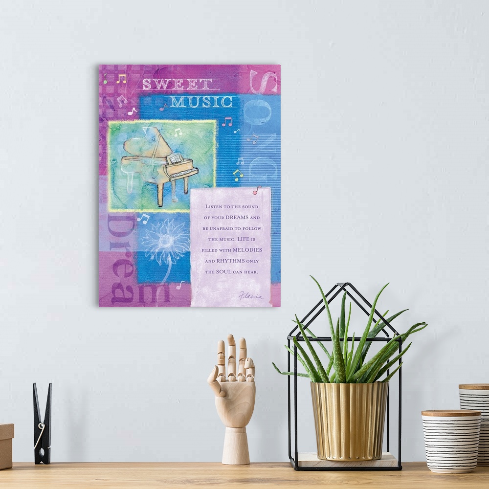 A bohemian room featuring Sweet Music Inspirational Print