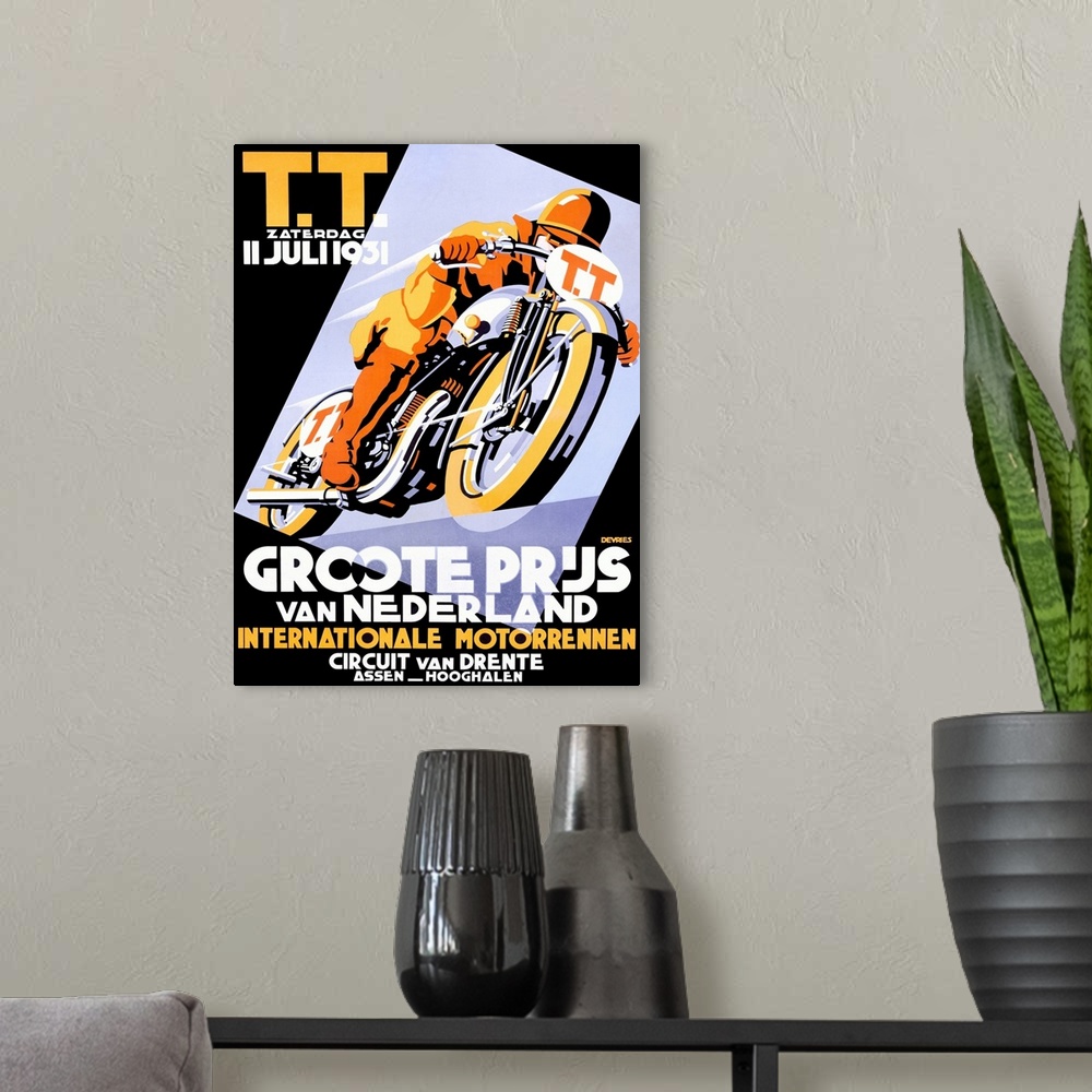 A modern room featuring T.T., Groote Priis, Vintage Poster, by Devries