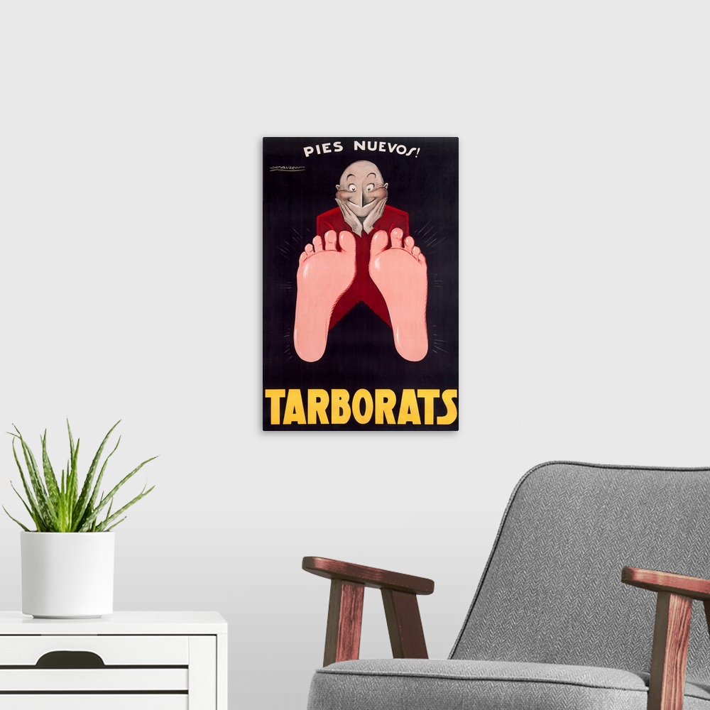 A modern room featuring Tarborats, Pies Nuevos, Vintage Poster, by Achille Luciano Mauzan