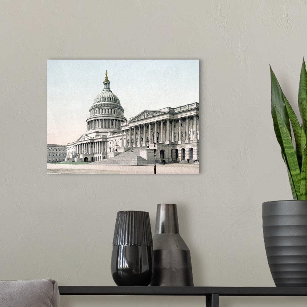 A modern room featuring The Capitol at Washington District of Columbia Vintage Photograph