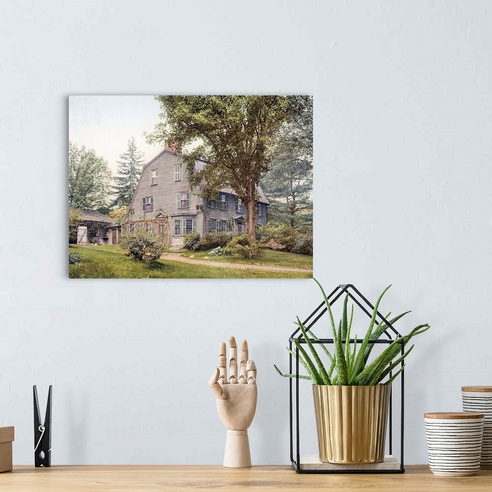 A bohemian room featuring The Old Manse Concord Massachusetts Vintage Photograph