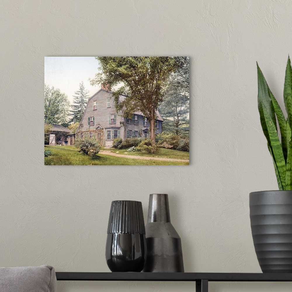 A modern room featuring The Old Manse Concord Massachusetts Vintage Photograph