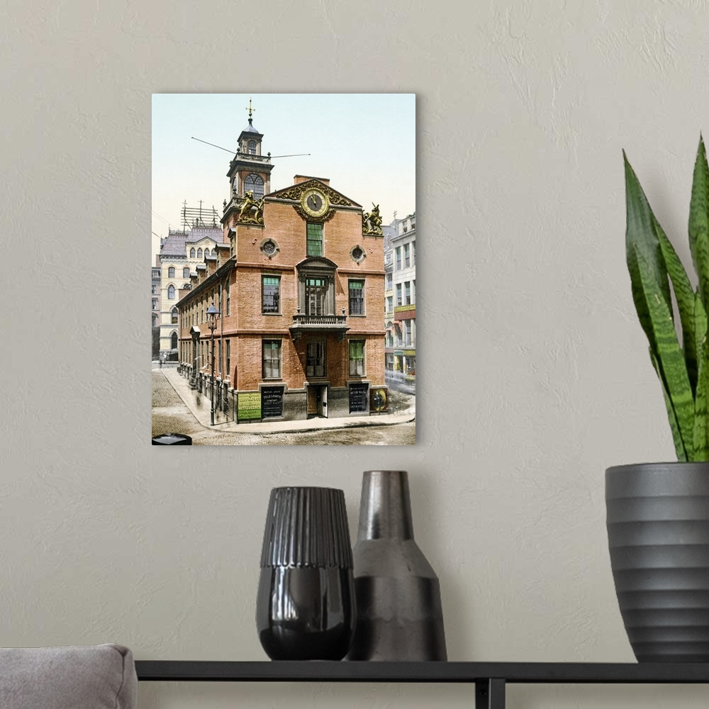 A modern room featuring The Old State House Boston Massachusetts Vintage Photograph