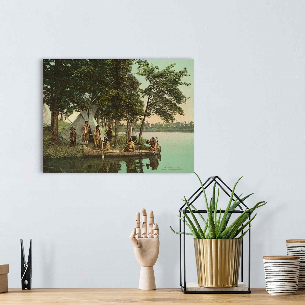 A bohemian room featuring Hand colored photograph of the return of the hunters.