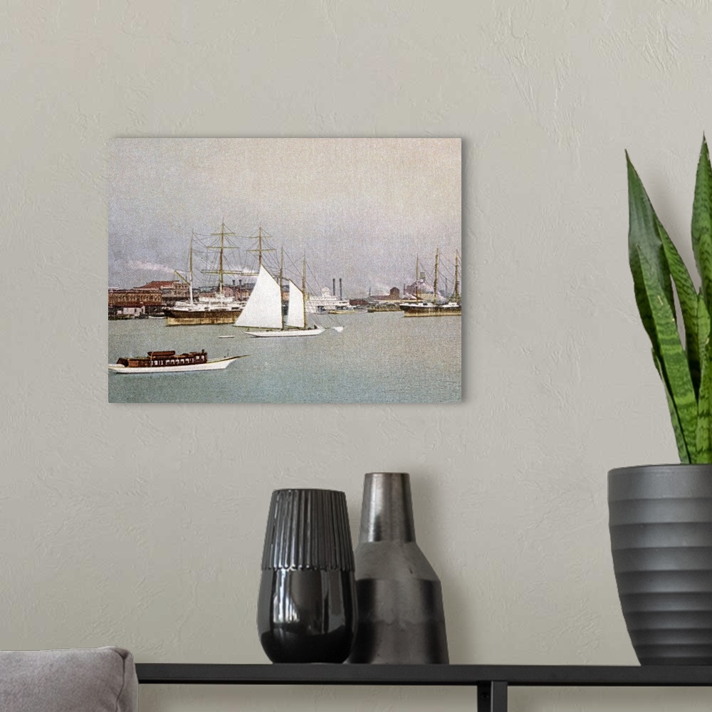 A modern room featuring The Water Front Mobile Alabama Vintage Photograph