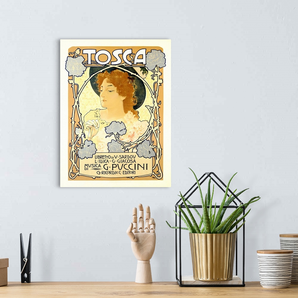 A bohemian room featuring Tosca, Puccini, Vintage Poster
