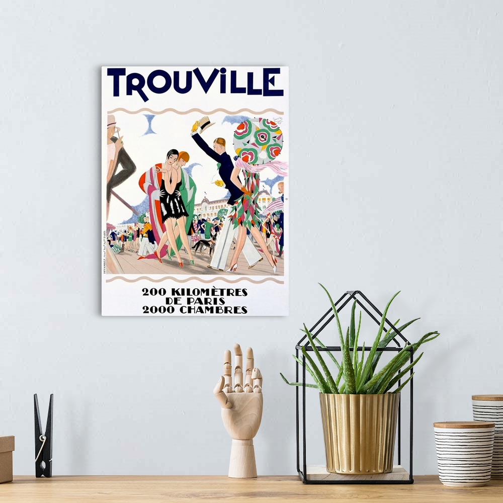 A bohemian room featuring French Vintage Poster, Beach Resort, Trouville