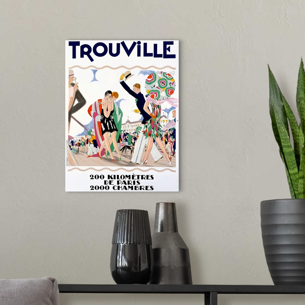 A modern room featuring French Vintage Poster, Beach Resort, Trouville