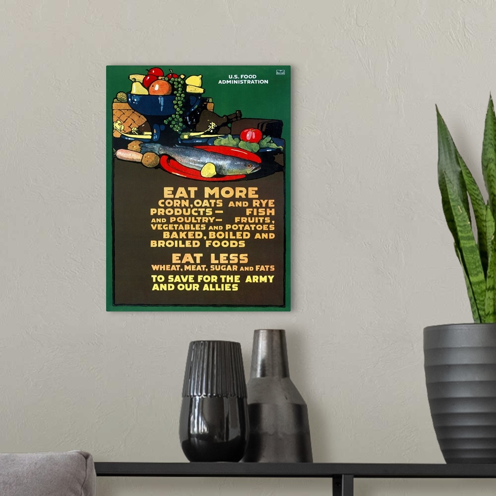 A modern room featuring U.S. Food Administration, Ration Diet, Vintage Poster, by L.S. Britton