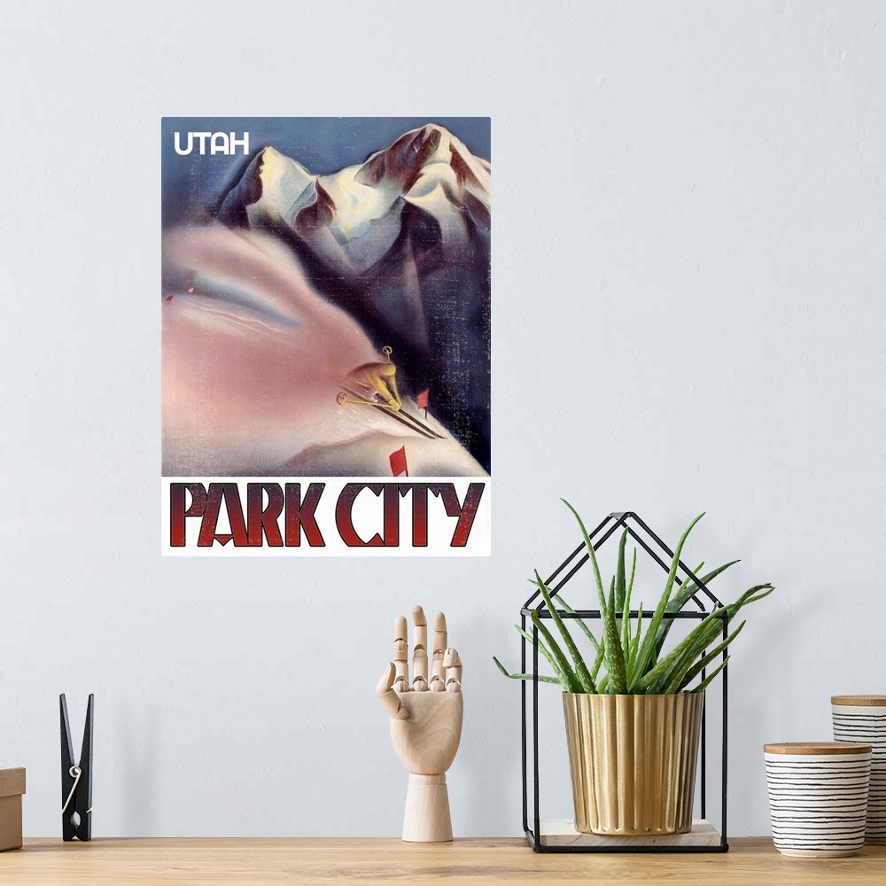 A bohemian room featuring Utah Park City Vintage Advertising Poster