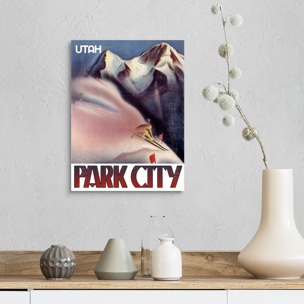 A farmhouse room featuring Utah Park City Vintage Advertising Poster