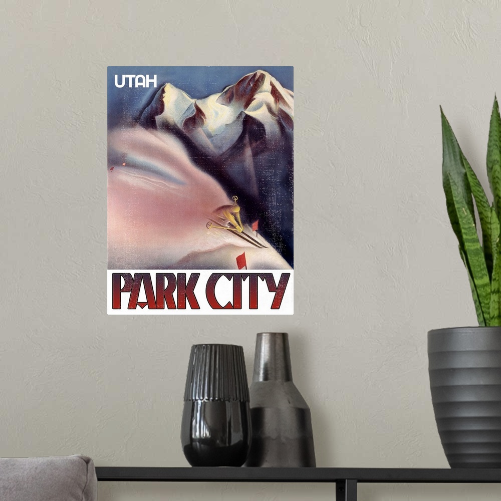 A modern room featuring Utah Park City Vintage Advertising Poster