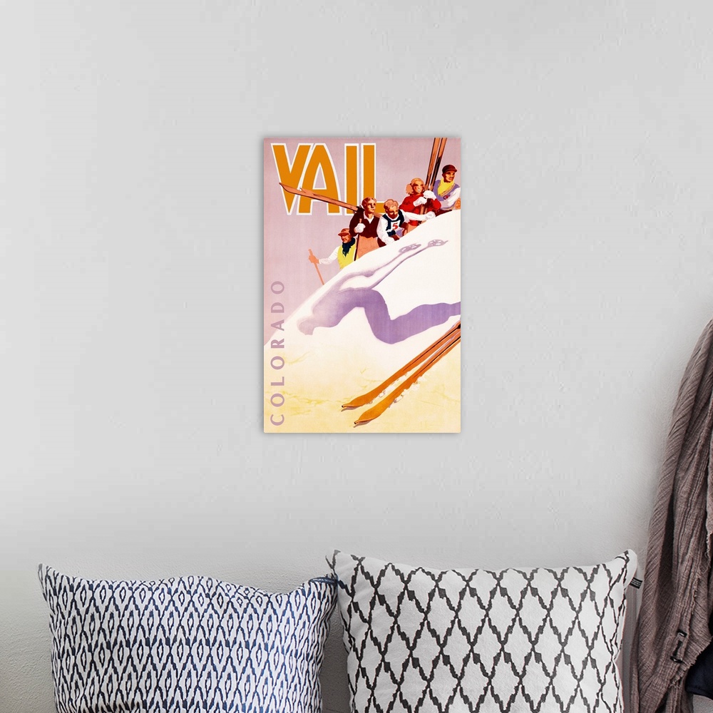 A bohemian room featuring Vail Colorado Vintage Advertising Poster