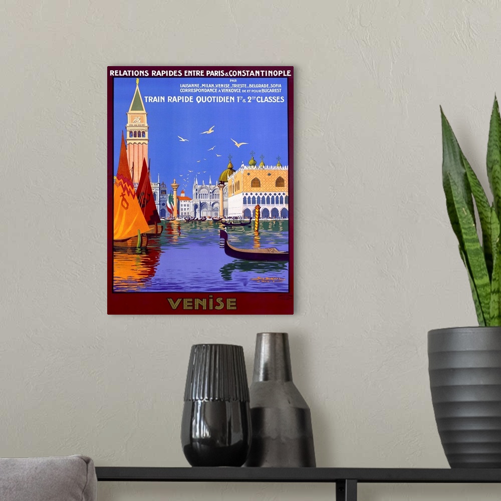A modern room featuring Venise, by Georges Dorival, Vintage Poster