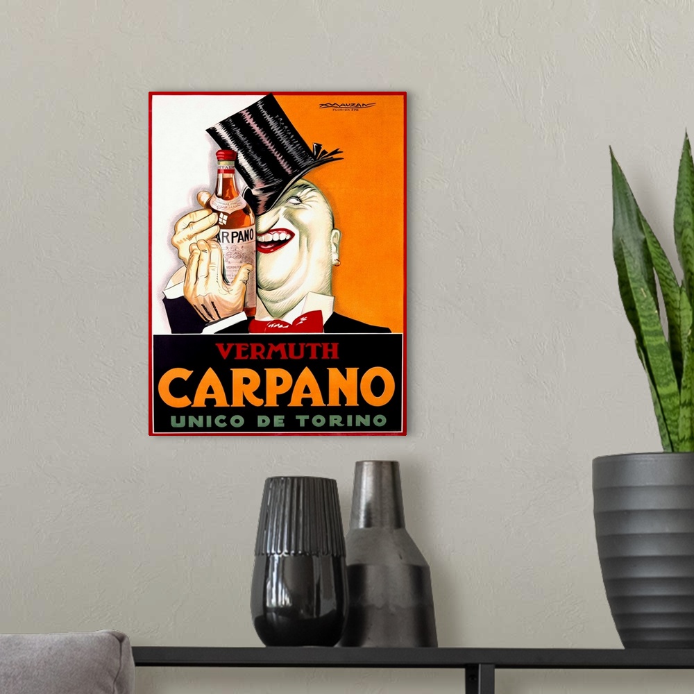 A modern room featuring Vermuth Carpano/Unico de Torino Vintage Advertising Poster