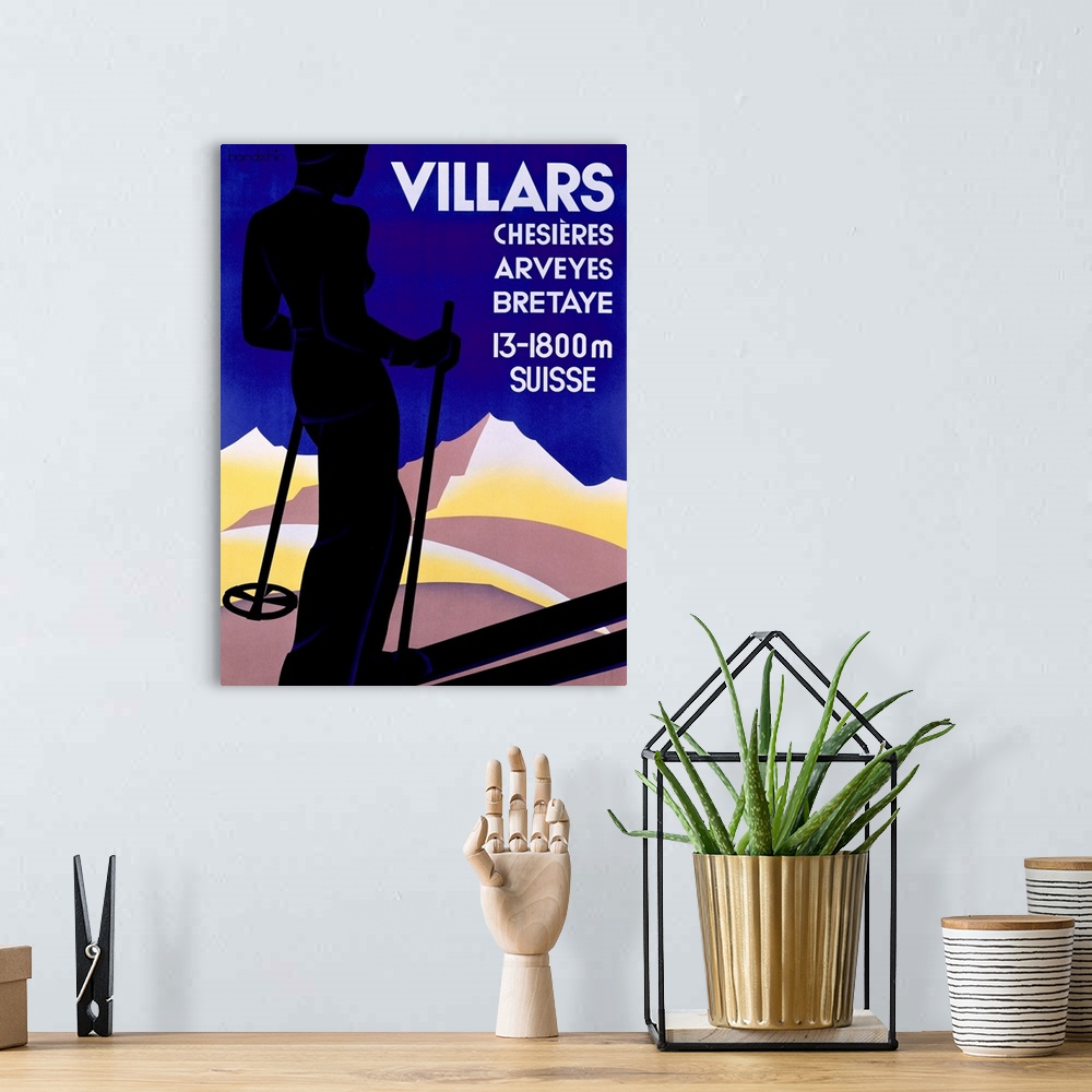A bohemian room featuring Villars, Suisse, Vintage Poster, by Johannes Handschin