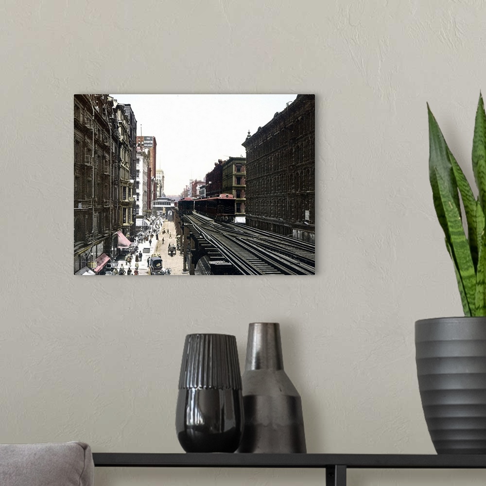 A modern room featuring Wabash Avenue North from Adams Street Chicago Illinois Vintage Photograph