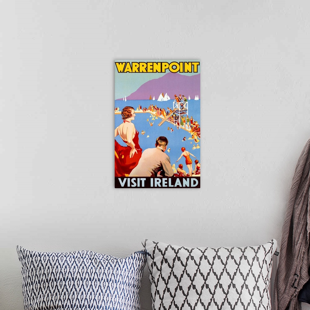 A bohemian room featuring Warrenpoint, visit Ireland, Vintage Poster
