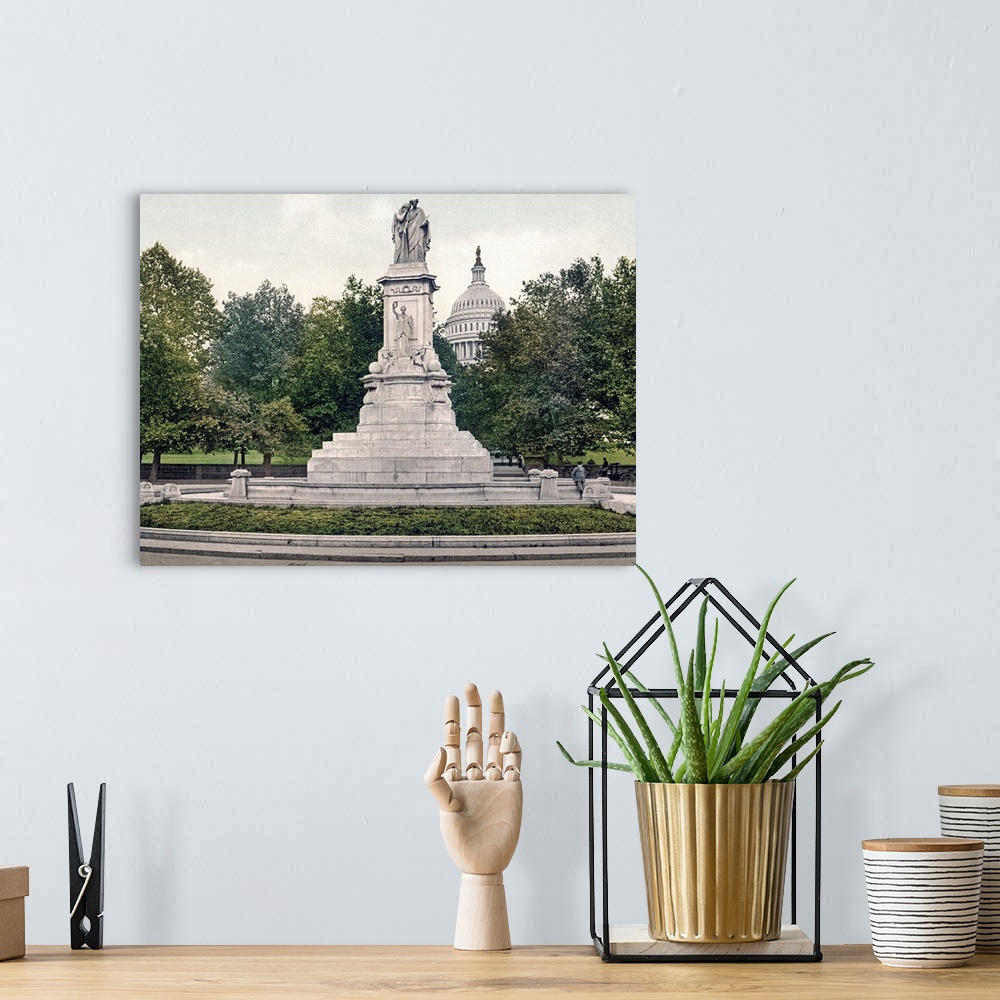 A bohemian room featuring Washington Naval Monument District of Columbia Vintage Photograph