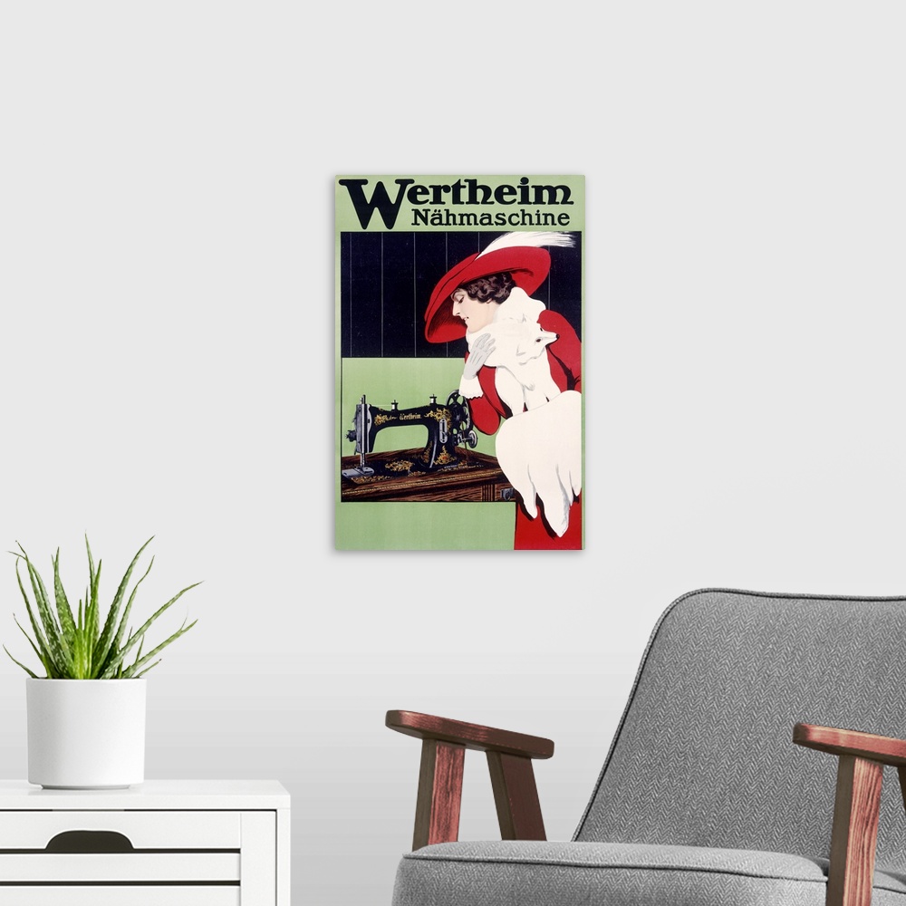 A modern room featuring Wertheim, Sewing Machine, Vintage Poster