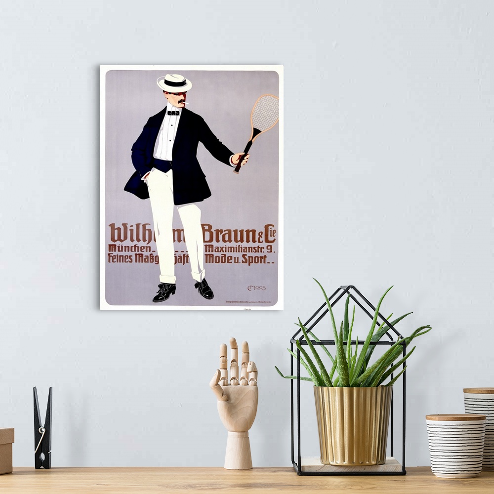 A bohemian room featuring Wilhelm Braun, Tennis Racket, Vintage Poster