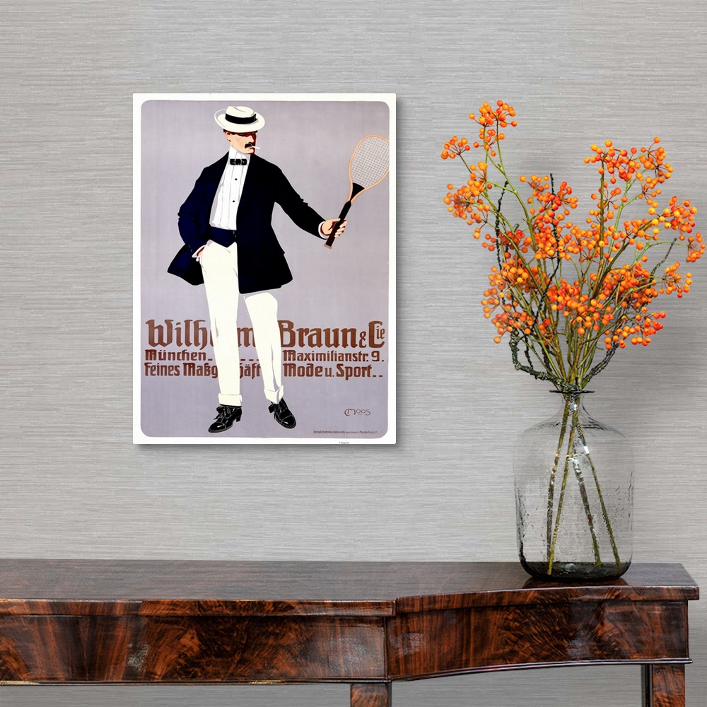 A traditional room featuring Wilhelm Braun, Tennis Racket, Vintage Poster