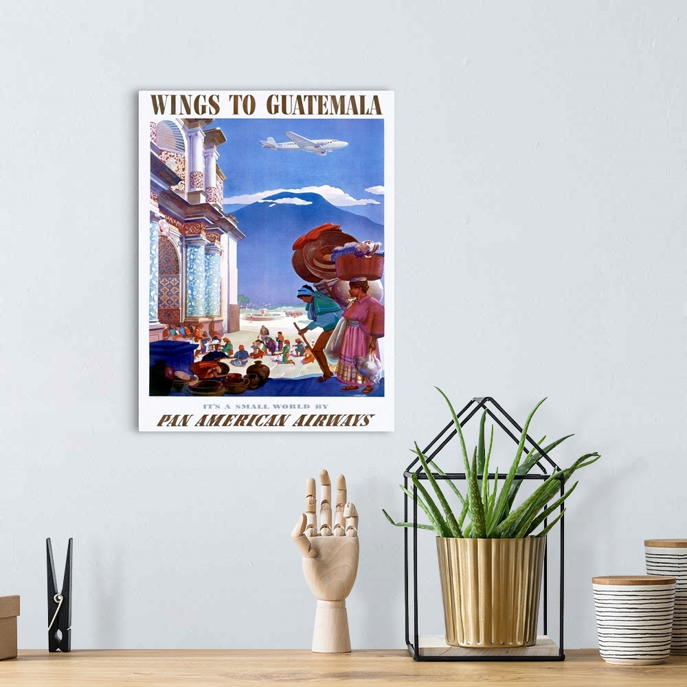 A bohemian room featuring Wings to Guatemala, Pan American Airways, Vintage Poster