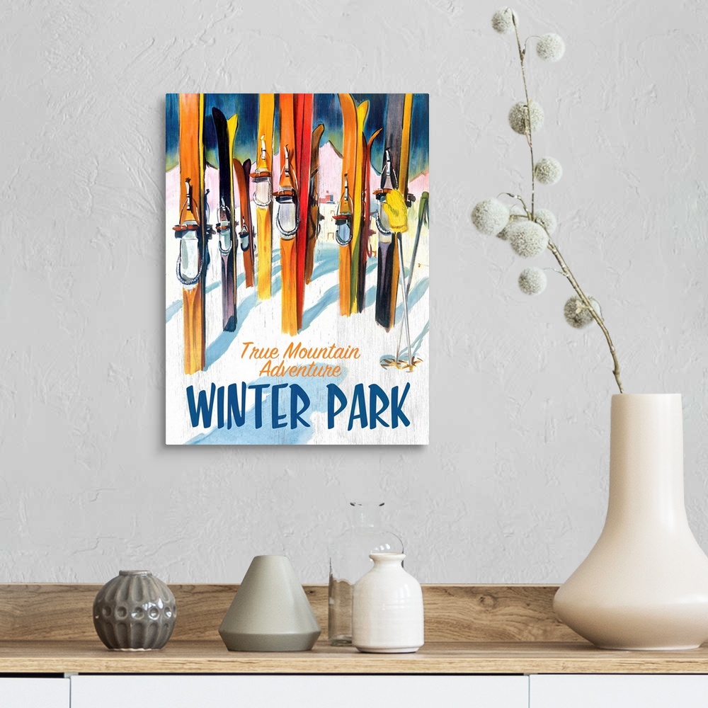A farmhouse room featuring Winter Park Vintage Advertising Poster