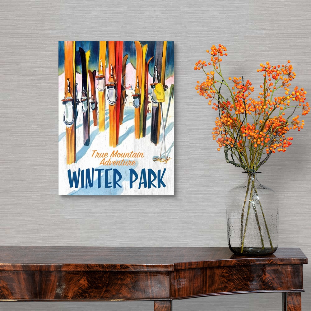 A traditional room featuring Winter Park Vintage Advertising Poster