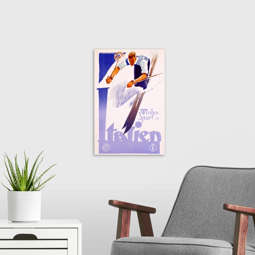 A modern room featuring Winter Sport in Italien, Vintage Poster