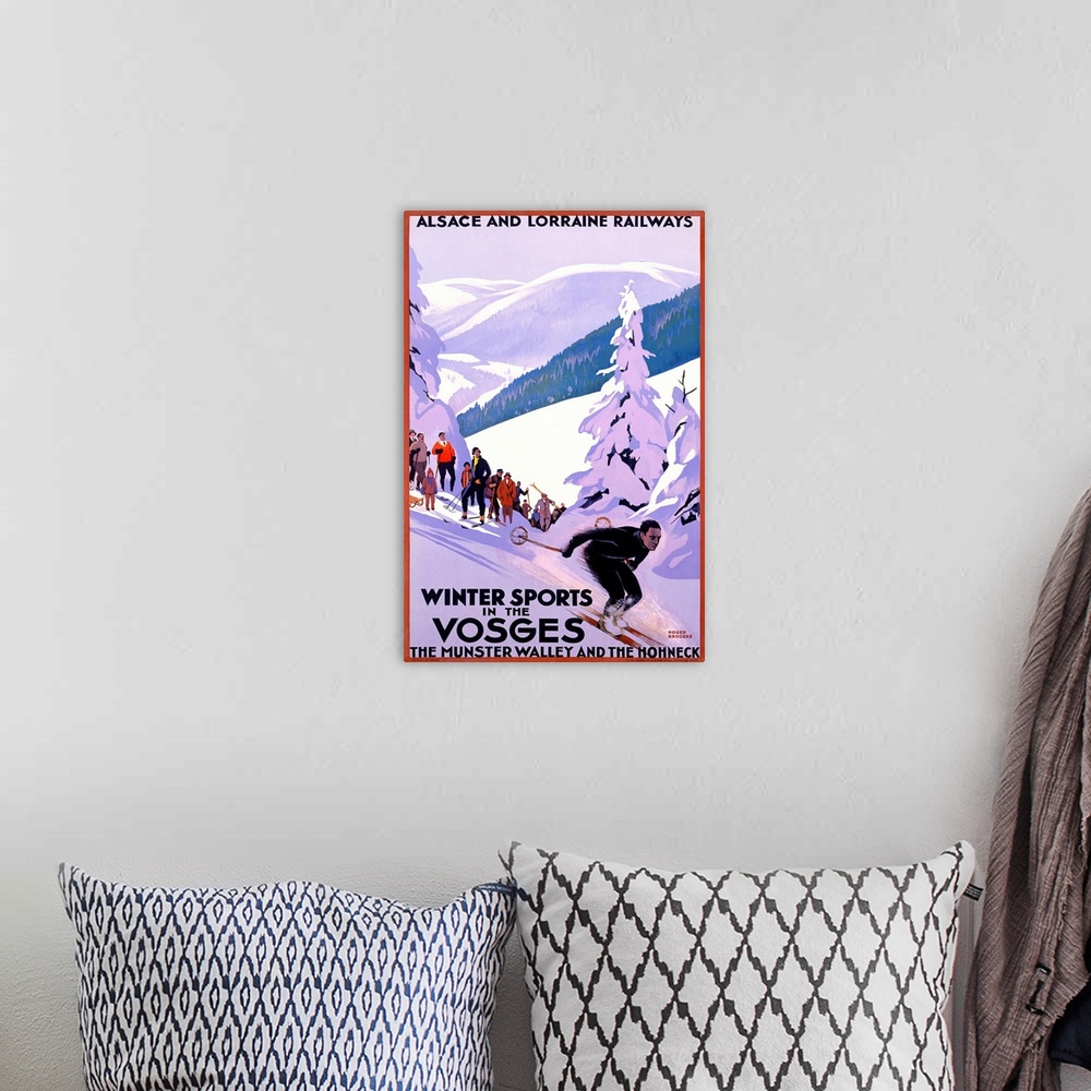 A bohemian room featuring Winter Sports in the Vosges, Alsace and Lorrain Railways, Vintage Poster