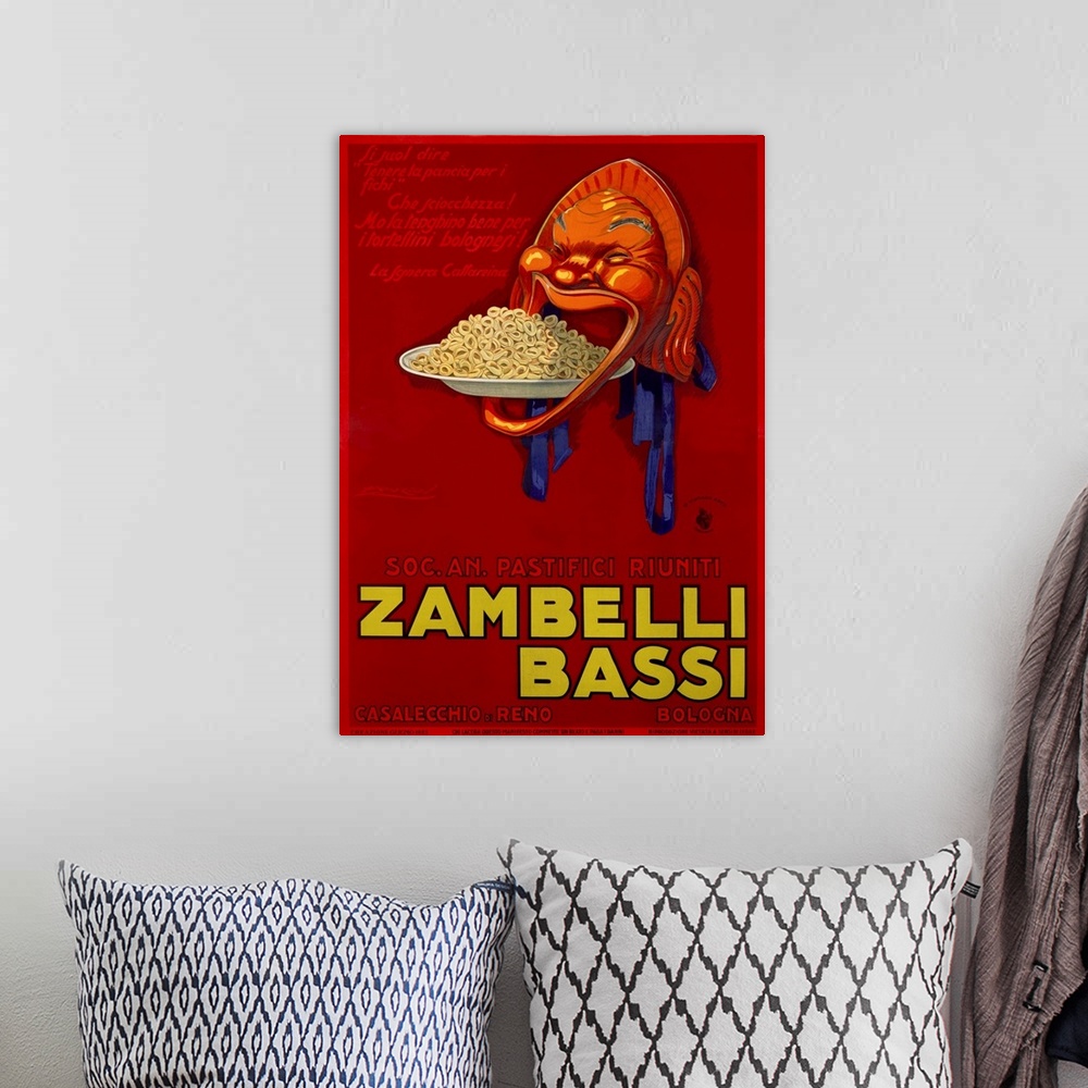 A bohemian room featuring Zambelli-Bassi Vintage Advertising Poster